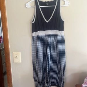 Calvin Klein Blue & White Knit Sleeveless Sweater Dress